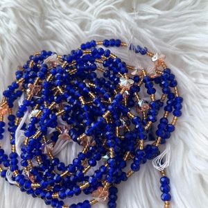 Waist beads TIE ON. Royal Blue crystal butterflies